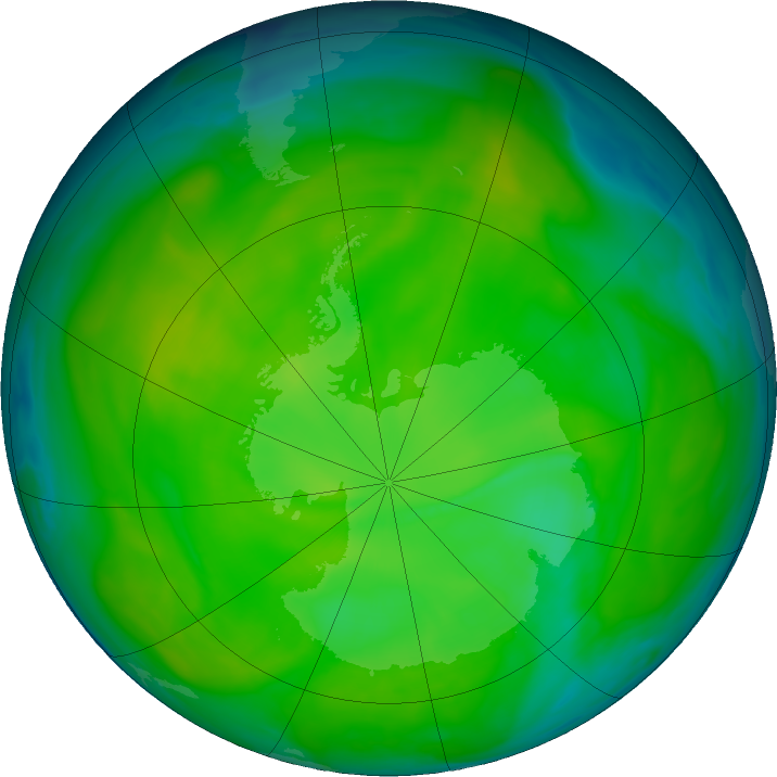 Antarctic ozone map for 30 November 2016